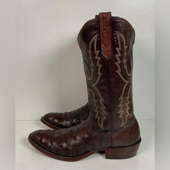 Rios Of Mercedes Tobacco Brown Ostrich Cowboy Boots Men’s 8.5 B | Women’s 9.5 - Picture 11 of 16